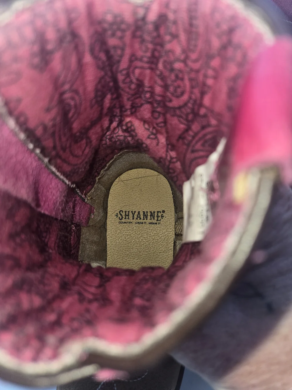 Shyanne Pink & Brown Girls Western Boots with Paisley Lining Size 8D